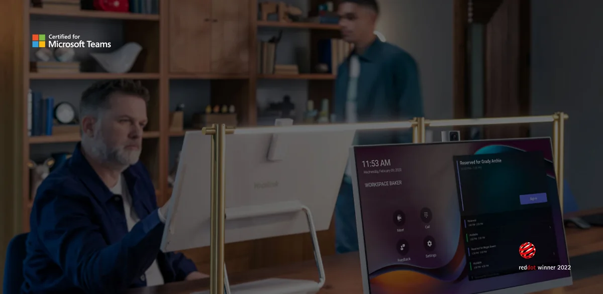 Yealink DeskVision A24 Teams display on an executive desk