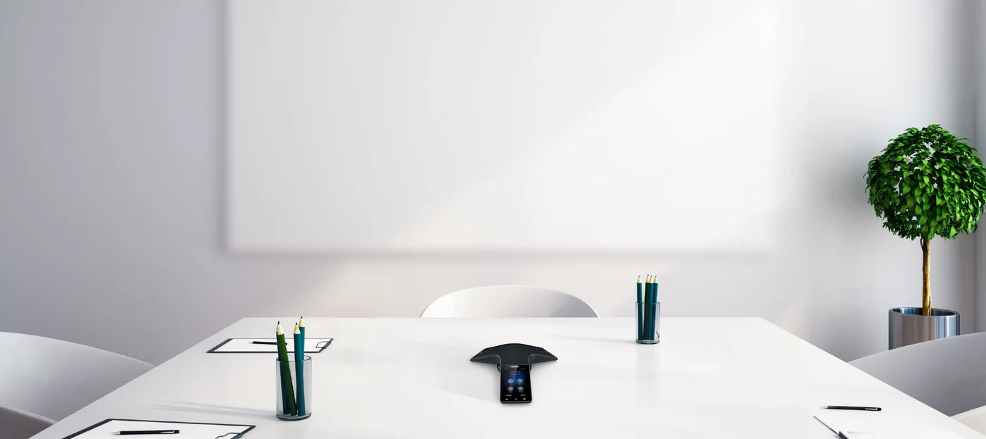 Yealink CP935W wireless conference phone on a table with no cables