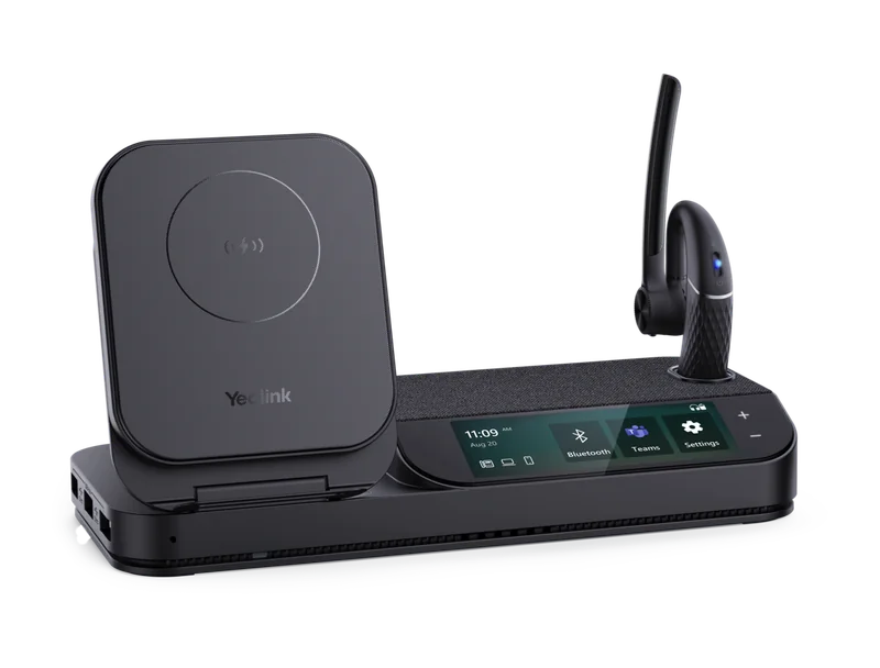 Yealink BH71 Workstation desk station with touch screen, wireless phone charger and BH71 earpiece
