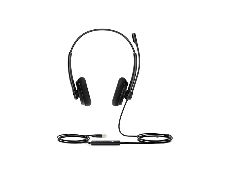Yealink UH34 dual-ear USB wired headset with inline controller