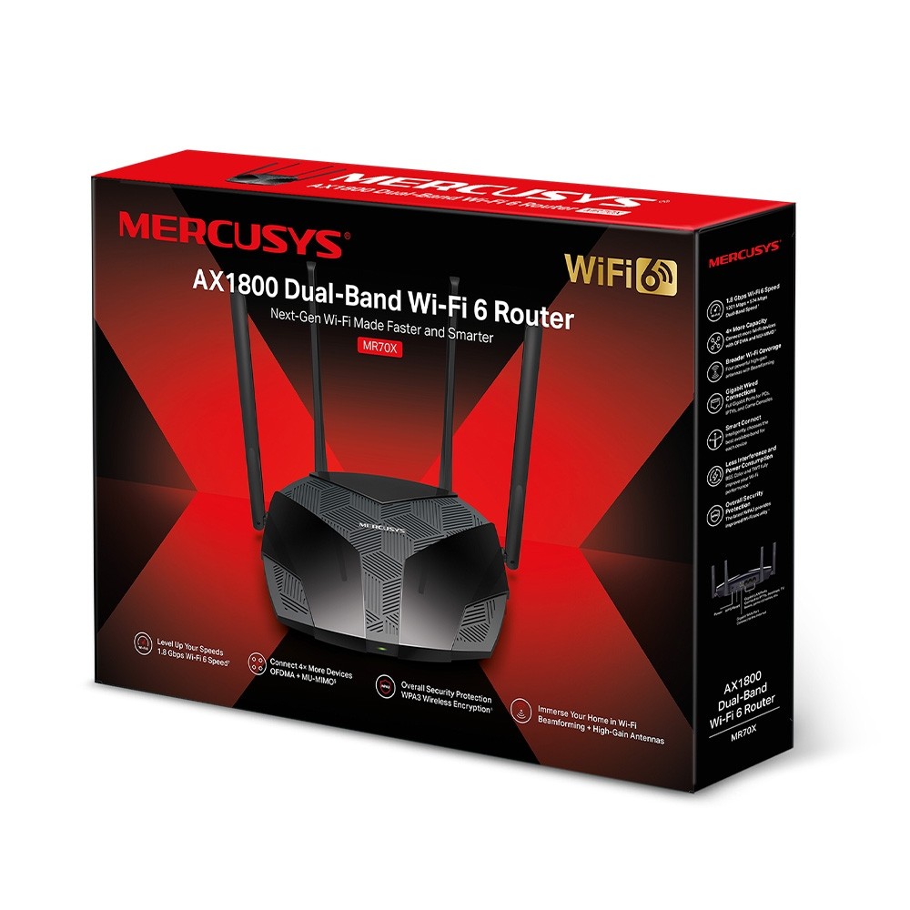 Mercusys MR70X AX1800 Dual-Band WiFi 6 Router - view 4