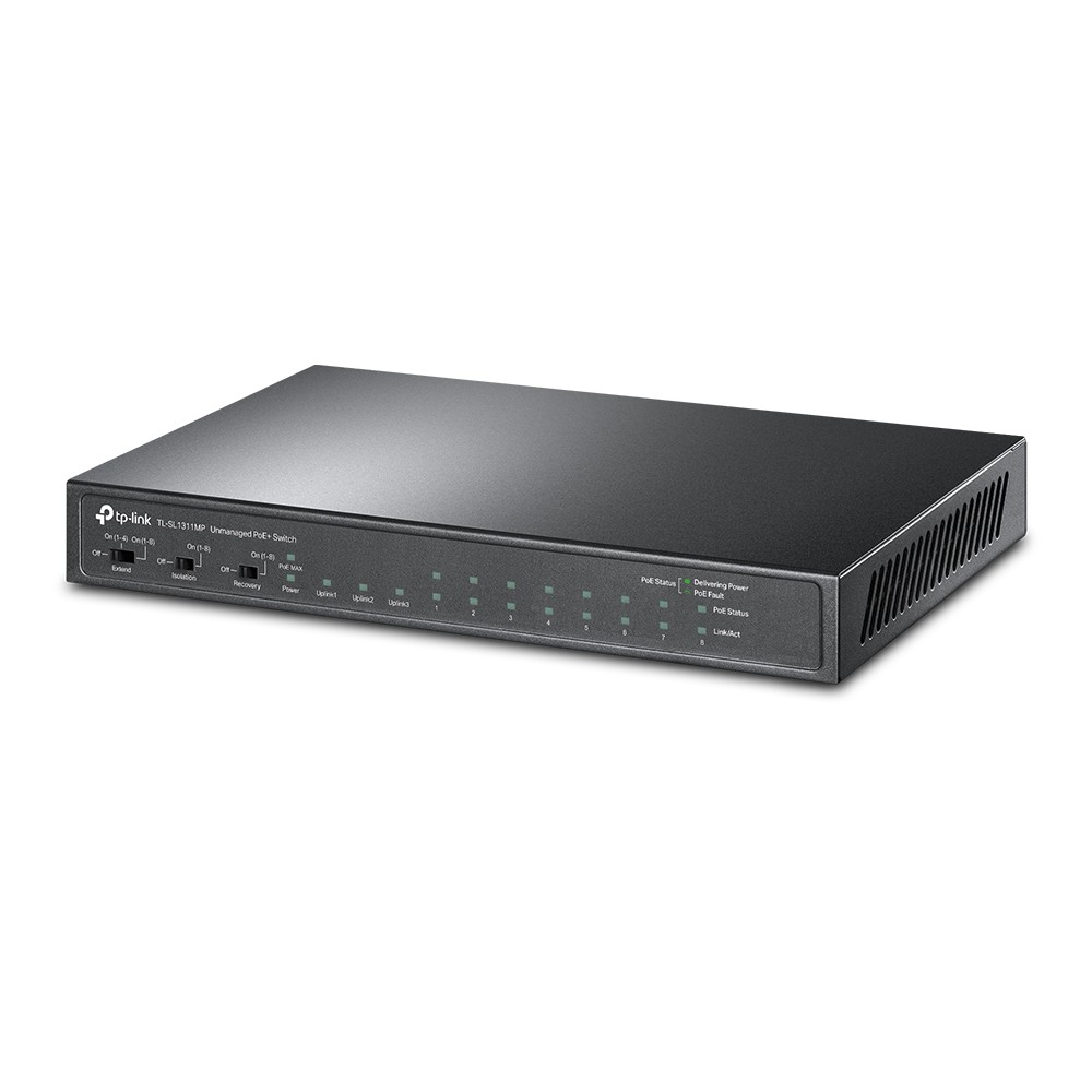TP-Link TL-SL1311MP 8-Port 10/100Mbps + 3-Port Gigabit Deskt - view 1