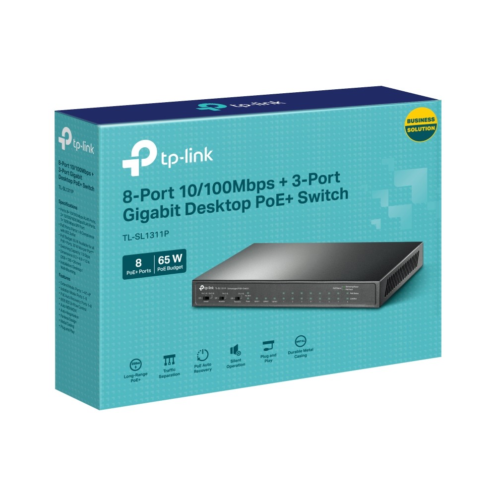 TP-Link TL-SL1311P 8-Port 10/100Mbps + 3-Port Gigabit Deskto - view 5