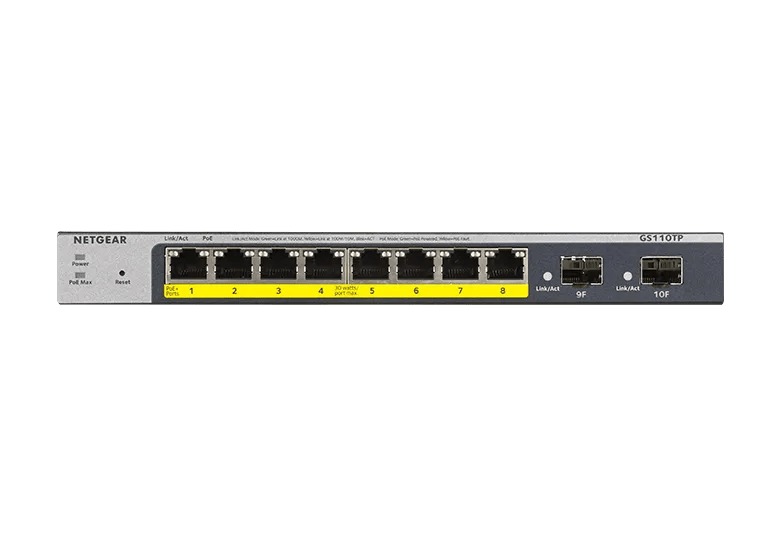 Netgear GS110TP 8-Port Gigabit PoE+ Smart Switch with 2 SFP, 55W PoE Budget, Insight Cloud Management - view 2