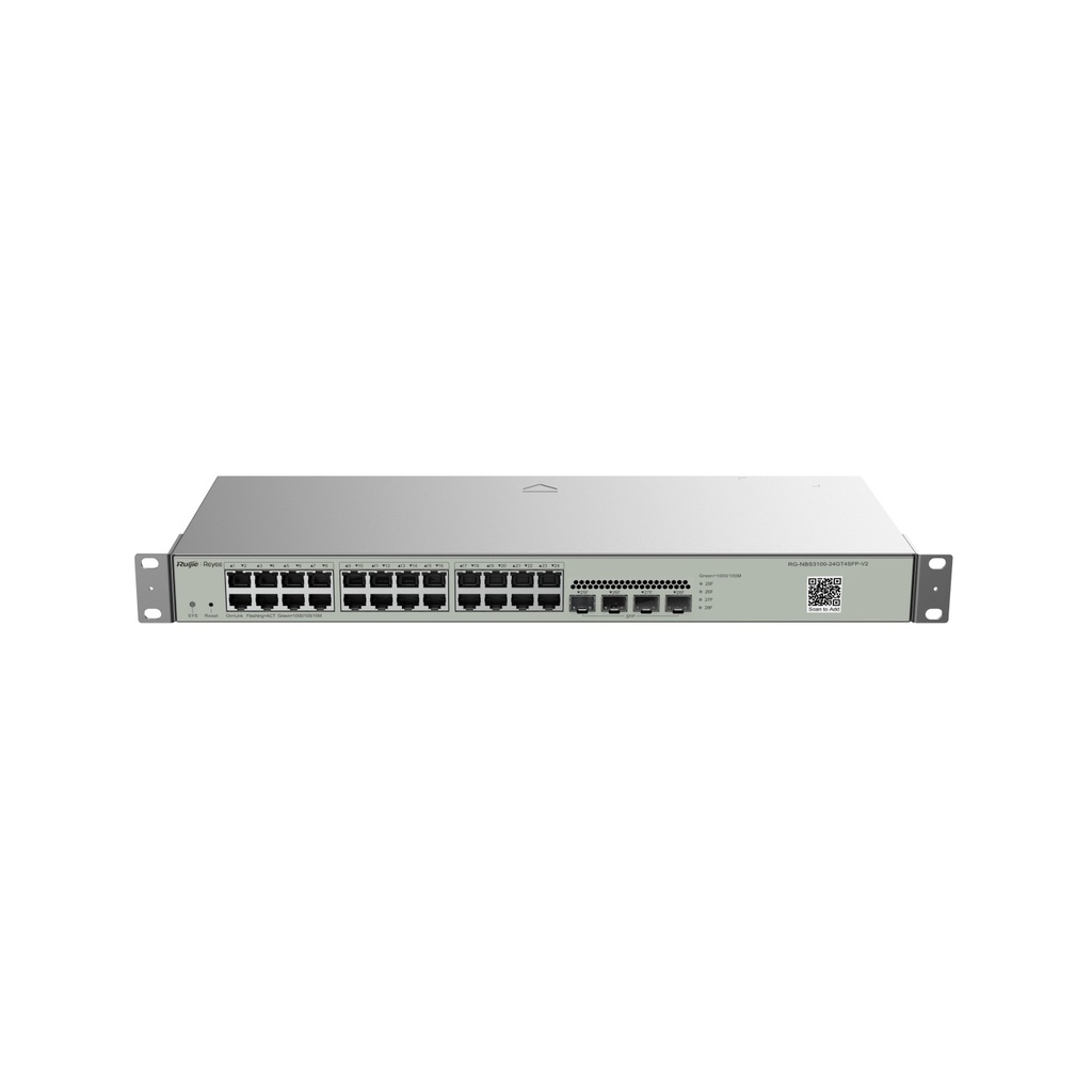 Ruijie RG-NBS3100-24GT4SFP-V2 24-Port Gigabit Layer 2 Cloud Managed Switch, 4 x SFP, Fanless - view 2
