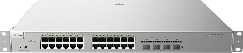 Ruijie RG-NBS5200-24GT4XS-P 24-Port Gigabit Layer 3 Cloud Managed PoE+ Switch, 4 x 10G SFP+, 370W - view 2