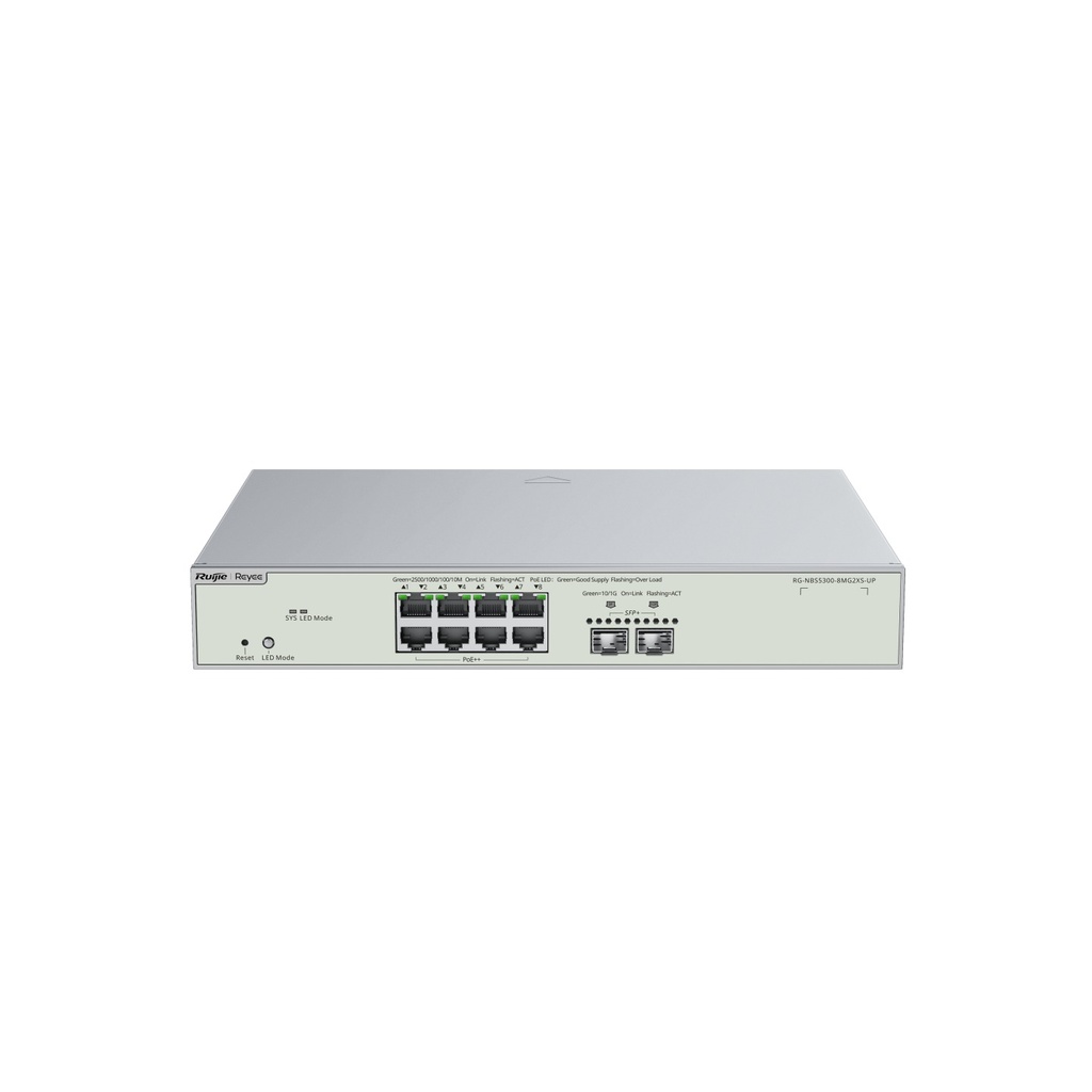 Ruijie RG-NBS5300-8MG2XS-UP 8-Port 2.5G Layer 3 Cloud Managed PoE++ Switch, 2 x 10G SFP+, 370W - view 2