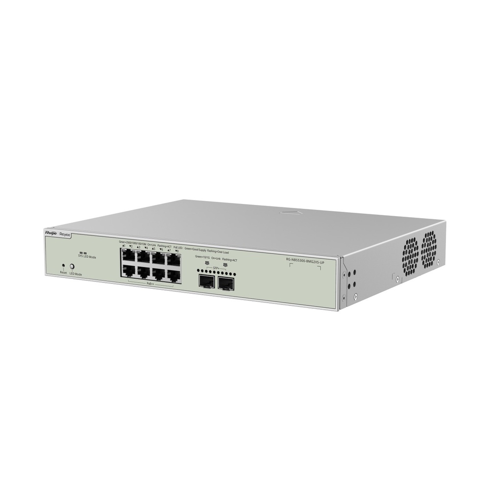 Ruijie RG-NBS5300-8MG2XS-UP 8-Port 2.5G Layer 3 Cloud Managed PoE++ Switch, 2 x 10G SFP+, 370W - view 4