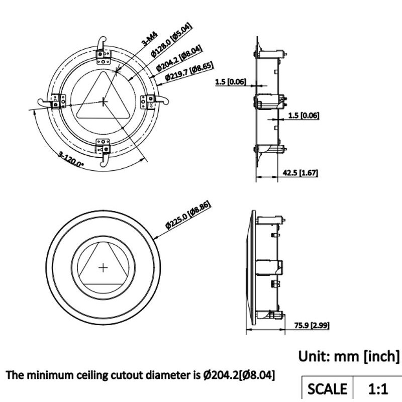 Hikvision DS-1227ZJ-DM44 In-Ceiling Mount, SECC steel and PC 1