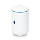 Ubiquiti UDR7 front view with status display showing connected clients and live throughput