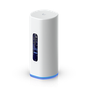 Ubiquiti UDR-5G-Max front angle view with 4.7-inch touchscreen showing 5G signal, internet speed and client count