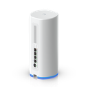 Ubiquiti UDR-5G-Max rear angle view showing nano-SIM slots, 2.5 GbE ports, 10G SFP+ and ventilation grille