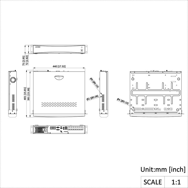 iDS-7732NXI-M4-16P-X Dimensions Drawing