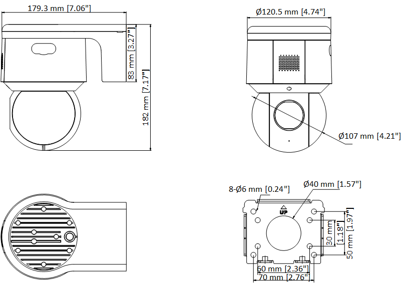 PTZ-N3404LIU/SL Dimensions Drawing