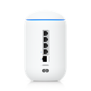 Ubiquiti UDR7 (supplied in the 1TB microSD bundle) rear panel showing four 2.5 GbE ports with PoE on port 1, 10G SFP+ port, microSD card slot and power inlet