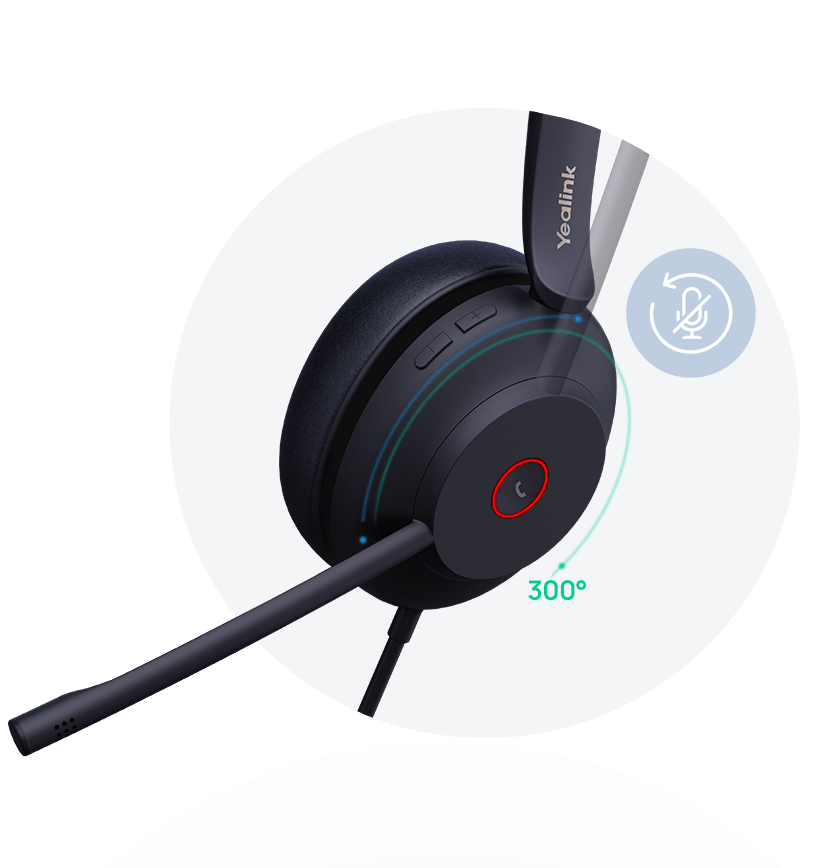 Yealink UH37 Mono UC USB-C Wired Headset, Dual Noise-Cancelling Microphones, 35 mm Speaker, Busylight, 96.5 g