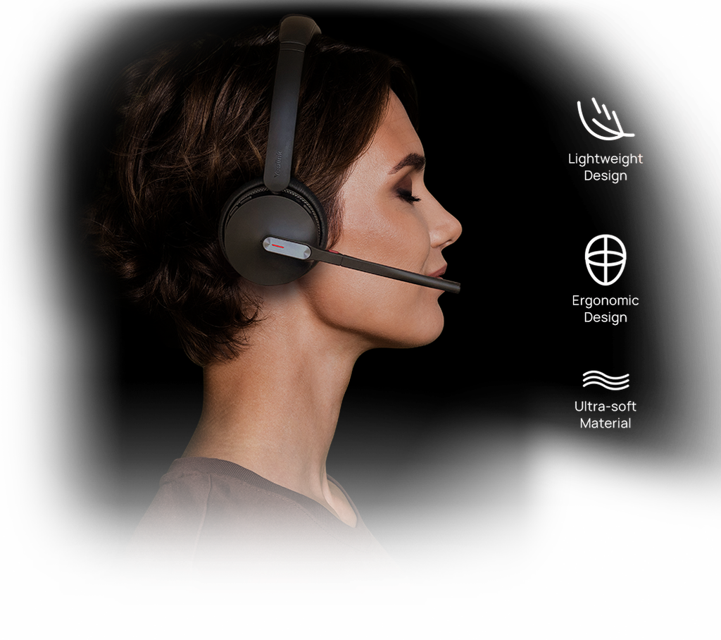Yealink WH64 Hybrid Mono UC DECT and Bluetooth Wireless Headset with Charging Stand, 3-Mic Noise Cancellation, Up to 32 h Talk Time