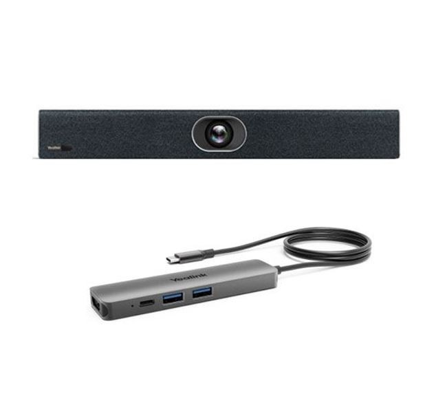 Yealink UVC40-BYOD Meeting Kit for Huddle and Small Rooms, 4K All-in-One USB Video Bar with 8-Mic Array, Auto Framing, Speaker Tracking and BYOD Box
