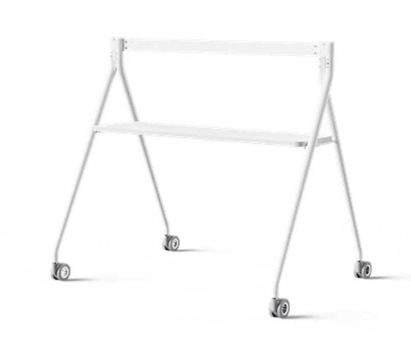 Yealink MB-FloorStand-650T White Mobile Floor Stand with Tray for MeetingBoard 65, Universal Wheels