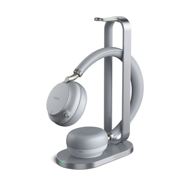 Yealink BH72 UC Bluetooth Stereo Headset with Charging Stand, Grey, USB-A, Retractable Microphone, Wireless Charging, 40 h Battery