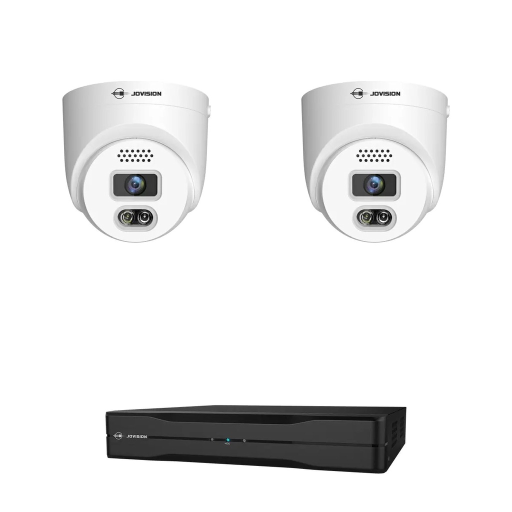 2 Camera 5MP Security Camera System, 2 Turret Cameras, 4 Channel PoE NVR | Jovision JVS-KIT-5M-2C