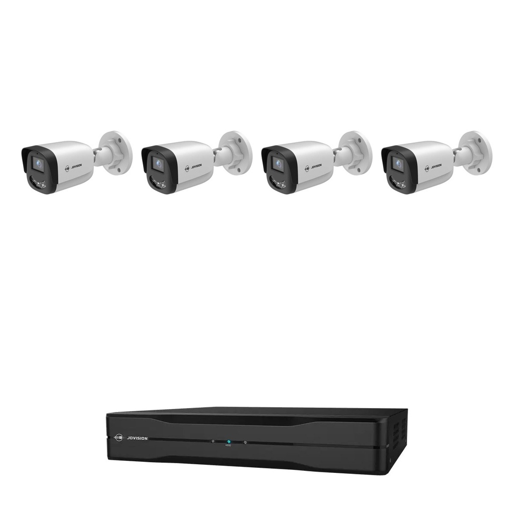 Budget 4 Camera 3MP Security Camera System, 4 Bullet, Colour Night Vision, PoE NVR | Jovision JVS-KIT-BUD-4C