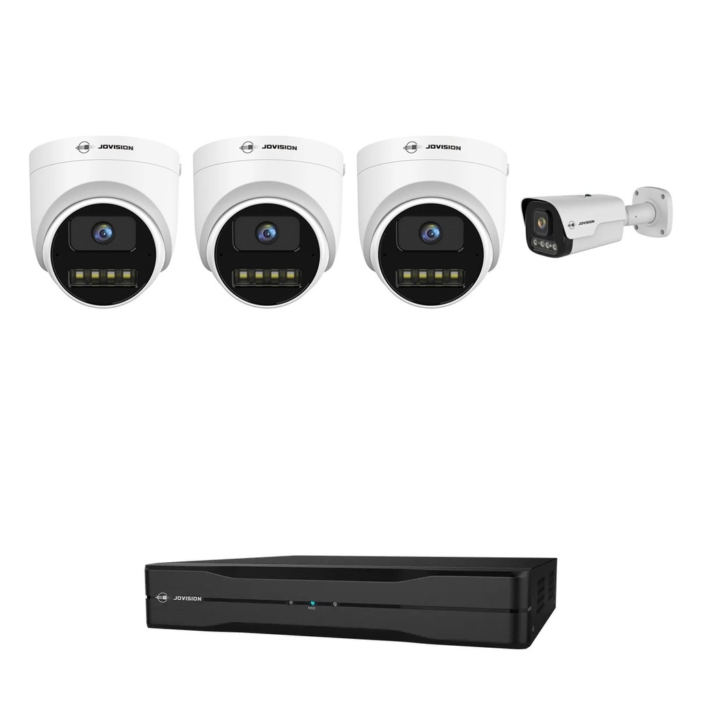 4 Camera 4K Driveway Security Camera System with Number Plate (LPR) Camera, 8CH PoE NVR | Jovision JVS-KIT-DRV-4C