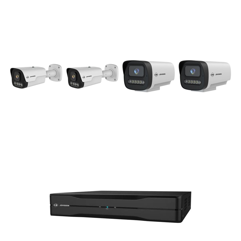 4 Camera Farm & Acreage Security Camera System, 2 Long-Range 4K Zoom + 2 Bullet, PoE NVR | Jovision JVS-KIT-FARM-4C