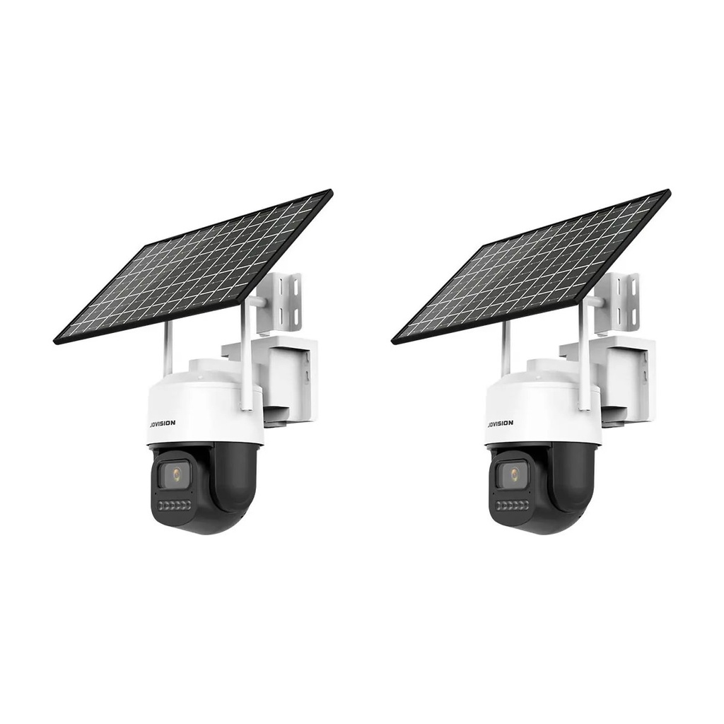 Solar 4G Security Camera 2-Pack for Farms & Building Sites, 360 Pan Tilt, No Power or Wi-Fi | Jovision JVS-KIT-SOLAR-2P