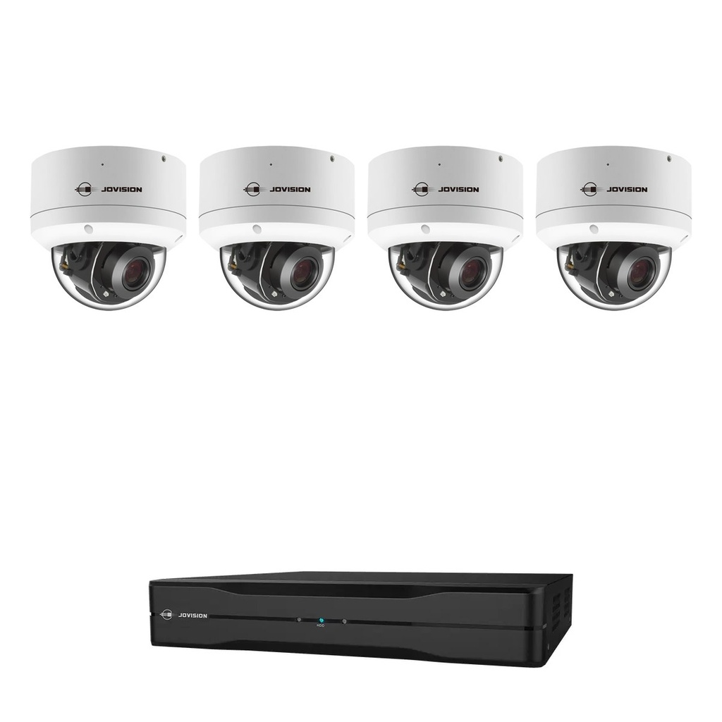 4 Camera Vandal-Proof PTZ Dome Security Camera System, 8MP 4K, 5x Zoom, 8CH PoE NVR | Jovision JVS-KIT-VD-4C
