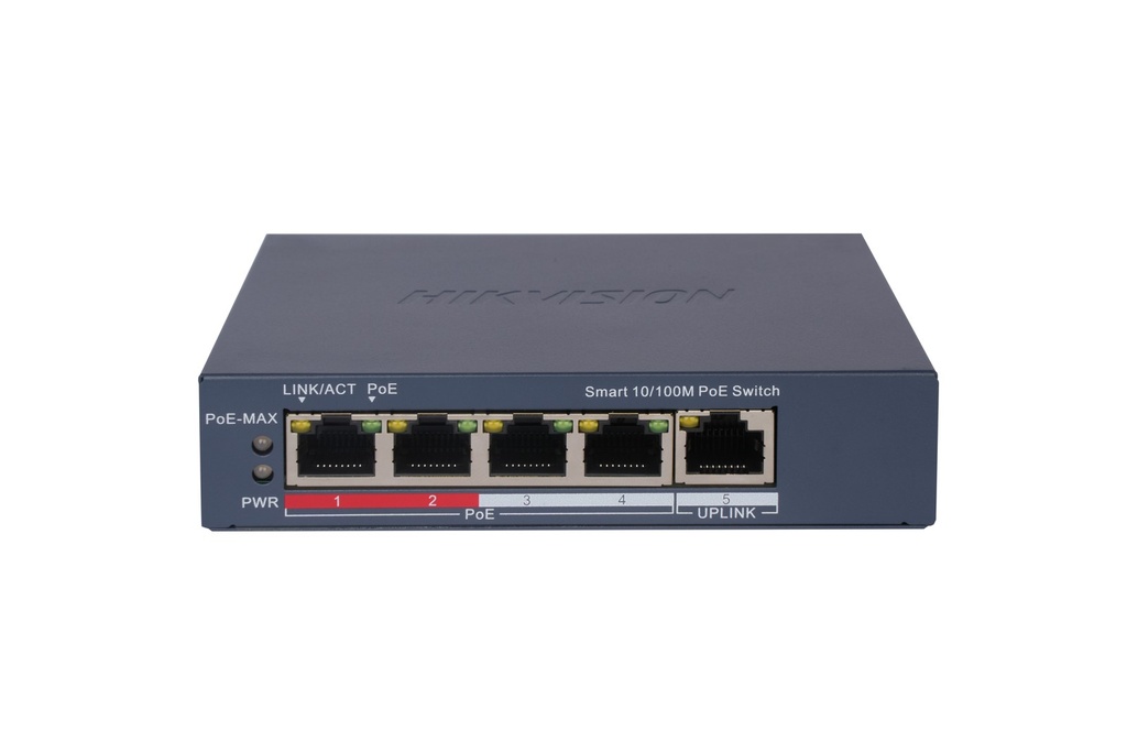 Hikvision DS-3E1105P-EI 4-Port Fast Ethernet Smart Managed PoE Switch, 60 W