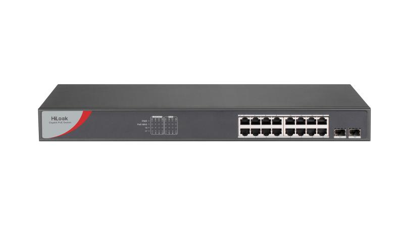 HiLook by Hikvision NS-0518P-125 16-Port Gigabit Unmanaged PoE Switch, 2 SFP, 125 W, 1U Rack