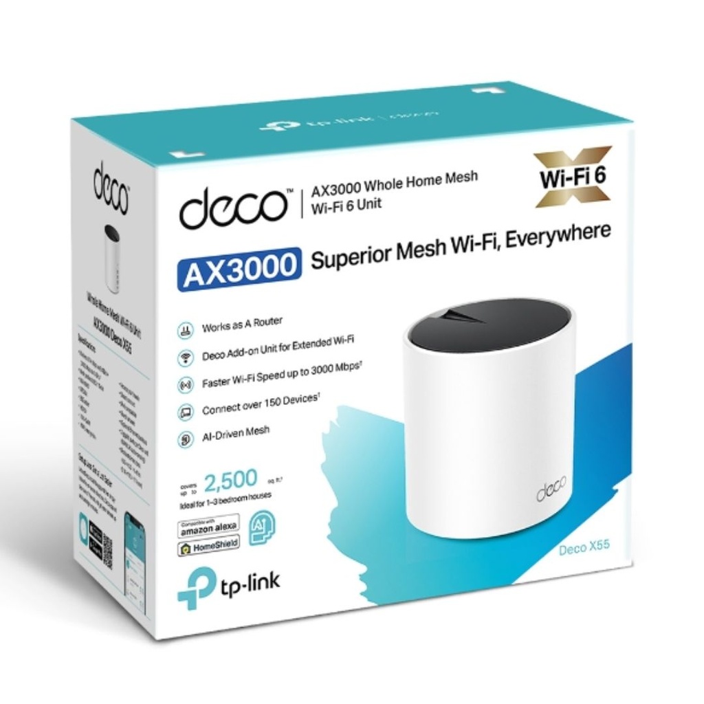TP-Link Deco X55(1-pack) AX3000 Whole Home Mesh Wi-Fi 6 Router
