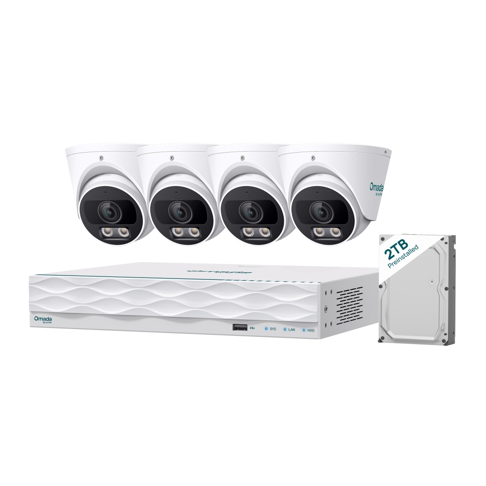 TP-Link Omada T5S4-2T 5MP Turret PoE Security Camera System with 2TB HDD