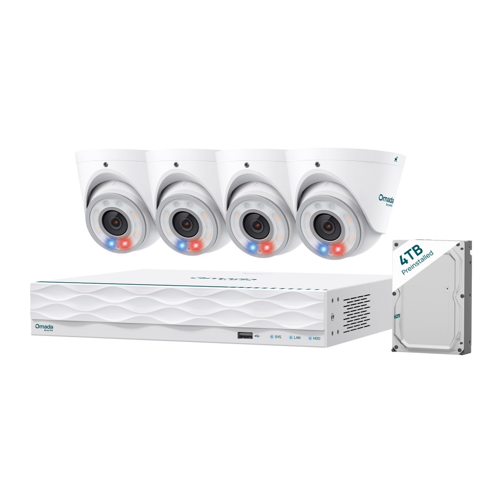 TP-Link Omada T8S4-4T 8MP Turret PoE Security Camera System with 4TB HDD