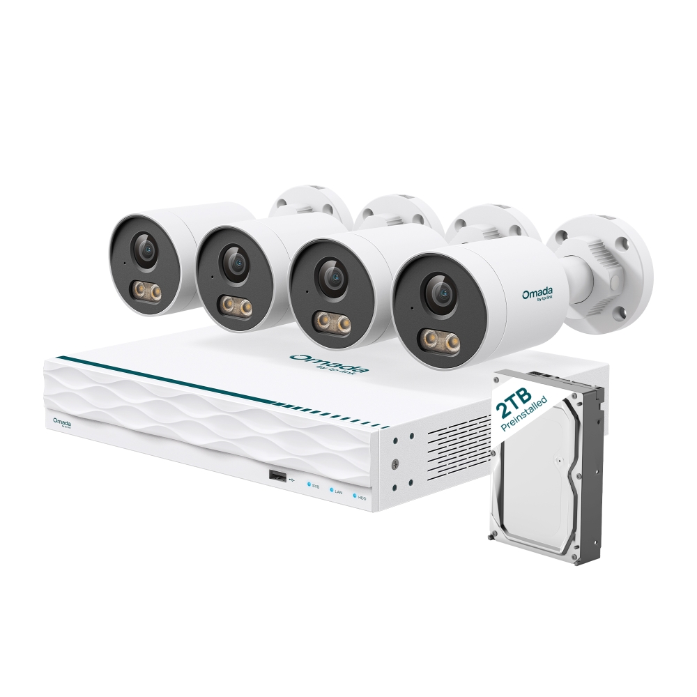 TP-Link Omada B5S4-2T 5MP Bullet PoE Security Camera System with 2TB HDD