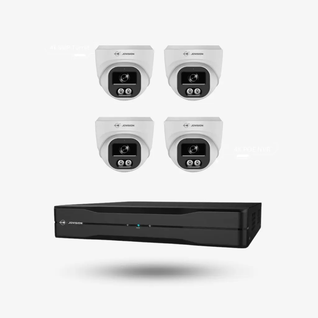 Jovision 4CH 8MP 4K Full-Colour Turret CCTV Kit with PoE AI NVR