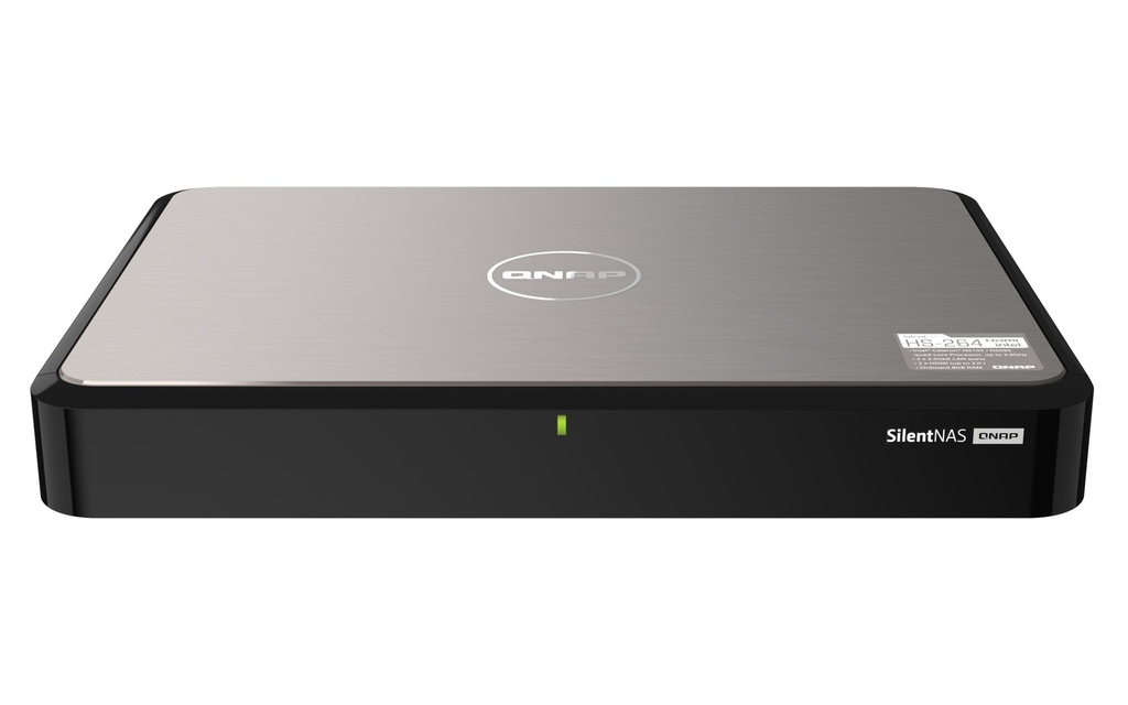 QNAP HS-264-8G 2-Bay Fanless Set-Top NAS, Celeron N5105, 8GB, Dual 2.5GbE, Dual HDMI 4K