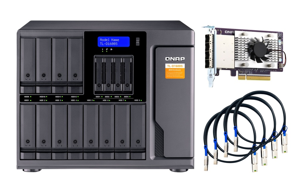 QNAP TL-D1600S 16-Bay Desktop SATA 6Gbps JBOD Expansion Enclosure with QXP-1600eS-A1164 PCIe Card