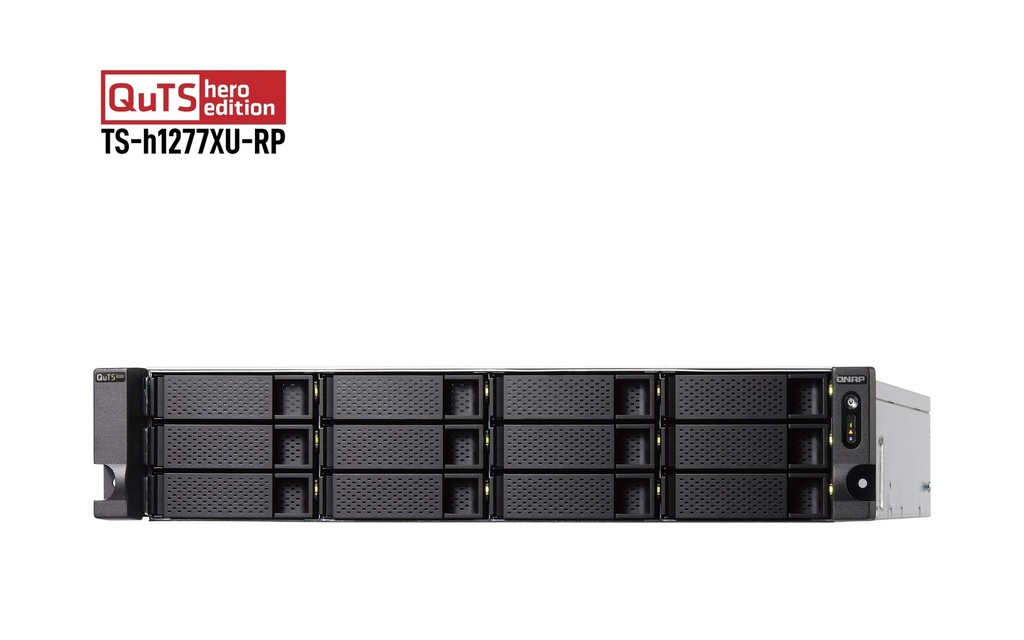 QNAP TS-H1277XU-RP-3700X-128G 12-Bay 2U Rackmount NAS, Ryzen 7 3700X 8C/16T, 128GB DDR4, 2 x 10GbE SFP+, 2 x 10GBASE-T