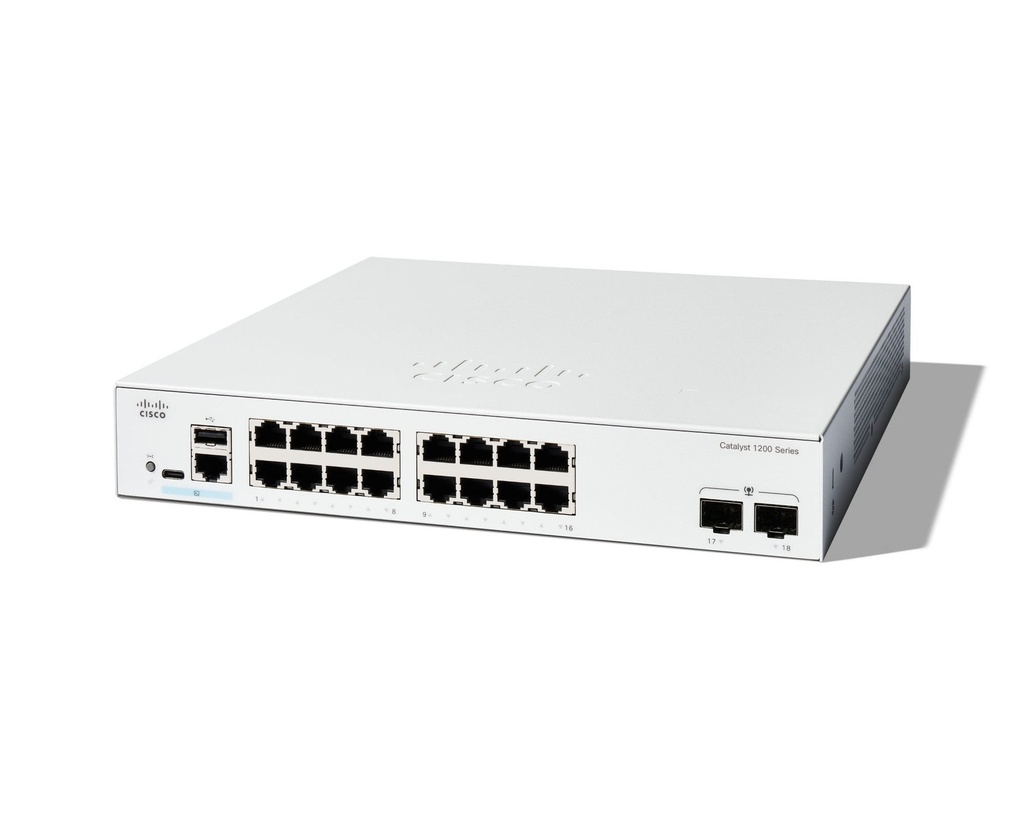 Cisco C1200-16T-2G Catalyst 1200 16-Port Gigabit Managed Switch, 2x SFP