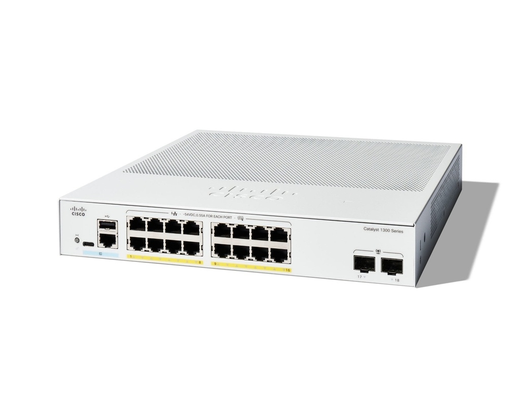 Cisco C1300-16FP-2G Catalyst 1300 16-Port Gigabit PoE+ Managed Switch, 240W, 2x SFP