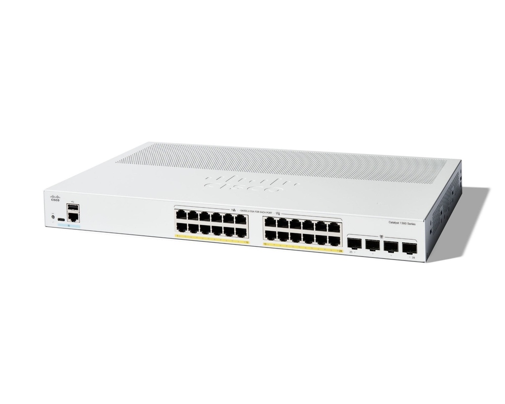Cisco C1300-24P-4G Catalyst 1300 24-Port Gigabit PoE+ Managed Switch, 195W, 4x SFP