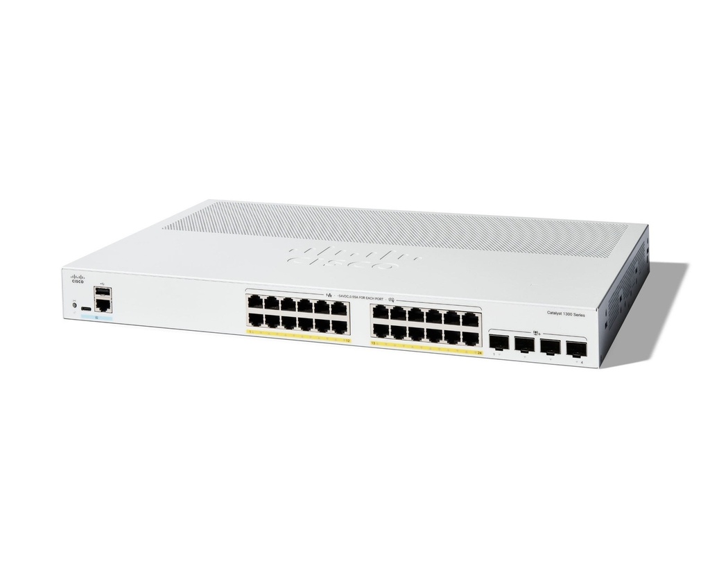 Cisco C1300-24P-4X Catalyst 1300 24-Port Gigabit PoE+ Managed Switch, 195W, 4x 10G SFP+