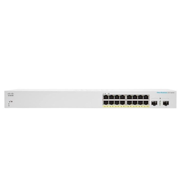 Cisco CBS220-16P-2G-AU Business 220 16-Port Gigabit PoE+ Smart Switch, 2 Gigabit SFP, 130 W PoE Budget