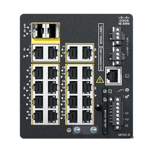 Cisco IE-3100-18T2C-E Catalyst IE3100 Rugged Industrial Switch, 18x GbE, 2x GE Combo, Network Essentials