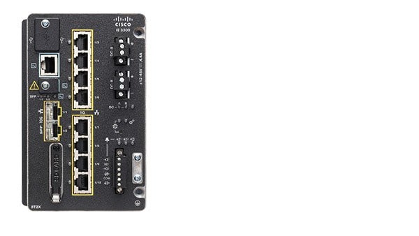Cisco IE-3300-8T2X-E Catalyst IE3300 Rugged Modular Industrial Switch, 8x GbE, 2x 10G SFP+, Network Essentials
