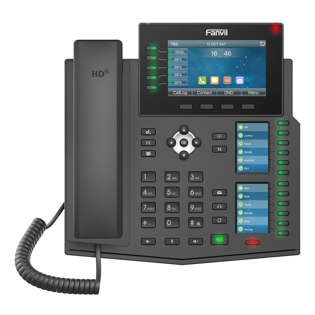 Fanvil X6U Enterprise IP Phone, 4.3-inch Colour + Two 2.4-inch DSS Screens, 20 SIP Lines, Bluetooth, PoE