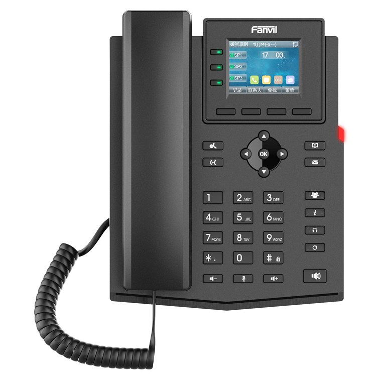 Fanvil X303-2 Wire IP Phone, 2.4-inch Colour Screen, 2-Wire Power and Network over RJ11, 4 SIP Accounts