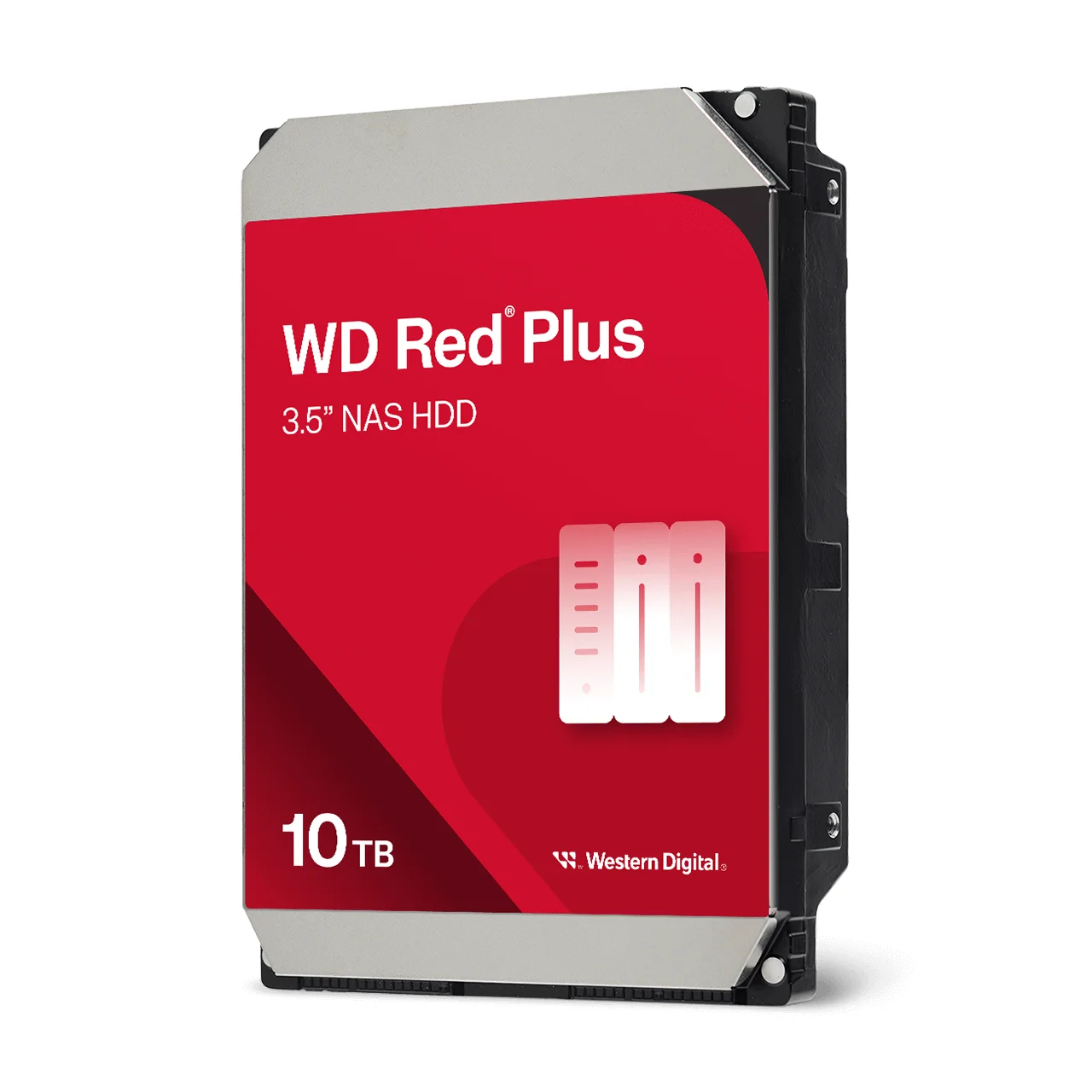 WD Red Plus 10TB NAS Hard Drive, 3.5" SATA, 7200 RPM, CMR (WD100EFGX)